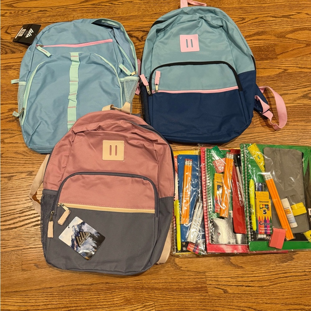 Kids summit ridge  Backpack Set - Blue, Pink, and Gray set of 3